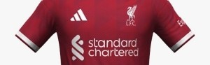 利物浦26-27赛季主场球衣谍照：采用深红色调+白色细节装饰